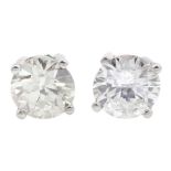 Pair of 18ct white gold round brilliant cut diamond stud earrings