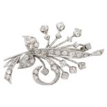 18ct white gold old cut diamond flower spray brooch