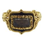 George IV 18ct gold enamel hairwork mourning ring