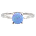 9ct white gold single stone opal ring