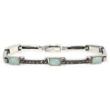 Silver opal and marcasite link bracelet