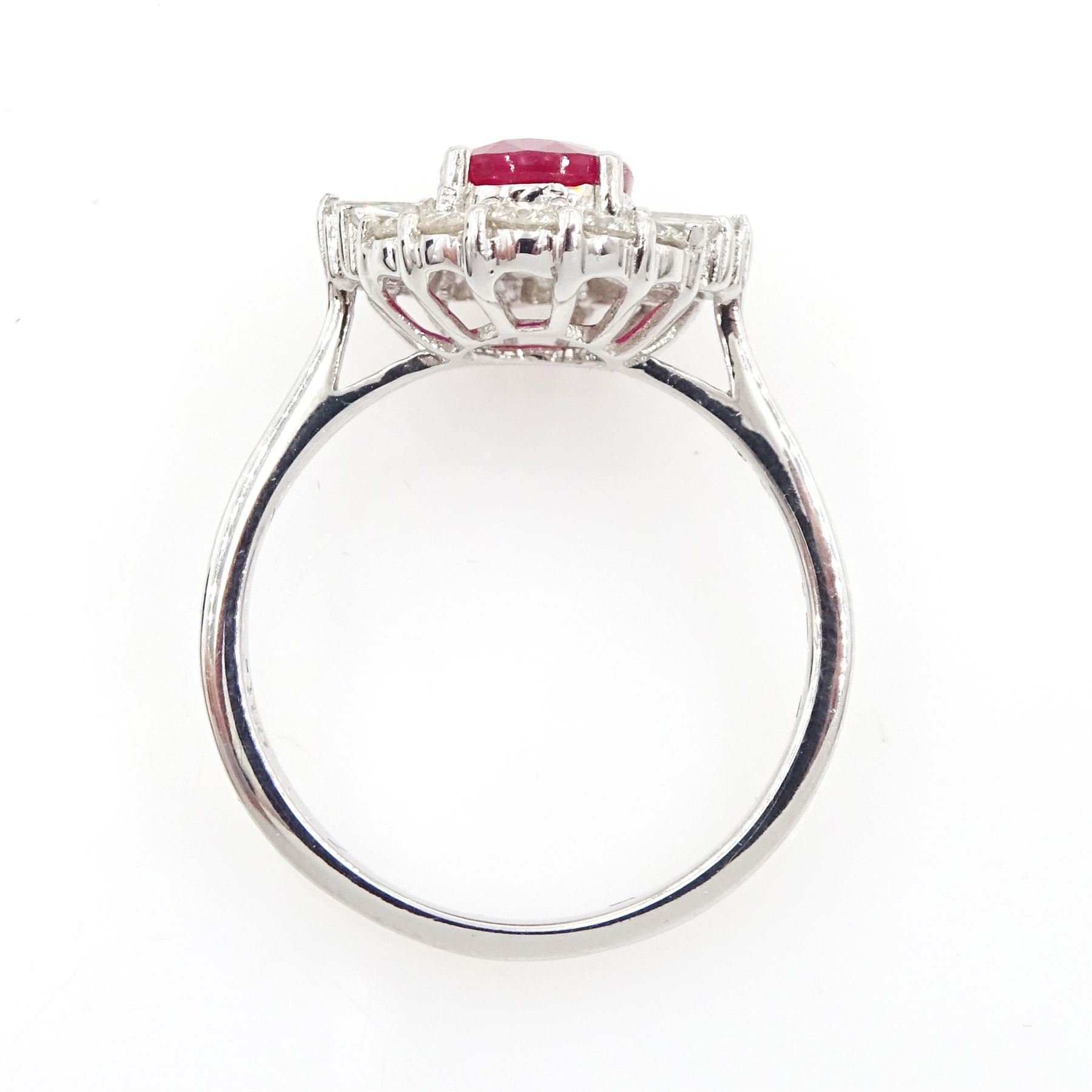 18ct white gold oval ruby and diamond cluster ring - Image 5 of 5
