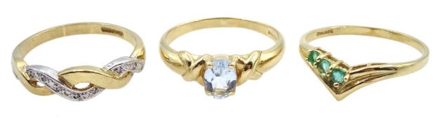 Gold single stone blue topaz ring