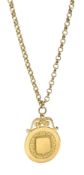 Early 20th century 9ct gold fob with bright cut decoration and cartouche by Joseph Moore