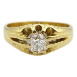 18ct gold single stone old cut diamond ring