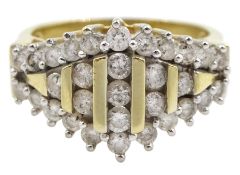 14ct gold diamond marquise shaped cluster ring