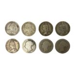 Eight Queen Victoria silver halfcrown coins