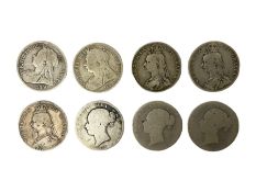 Eight Queen Victoria silver halfcrown coins