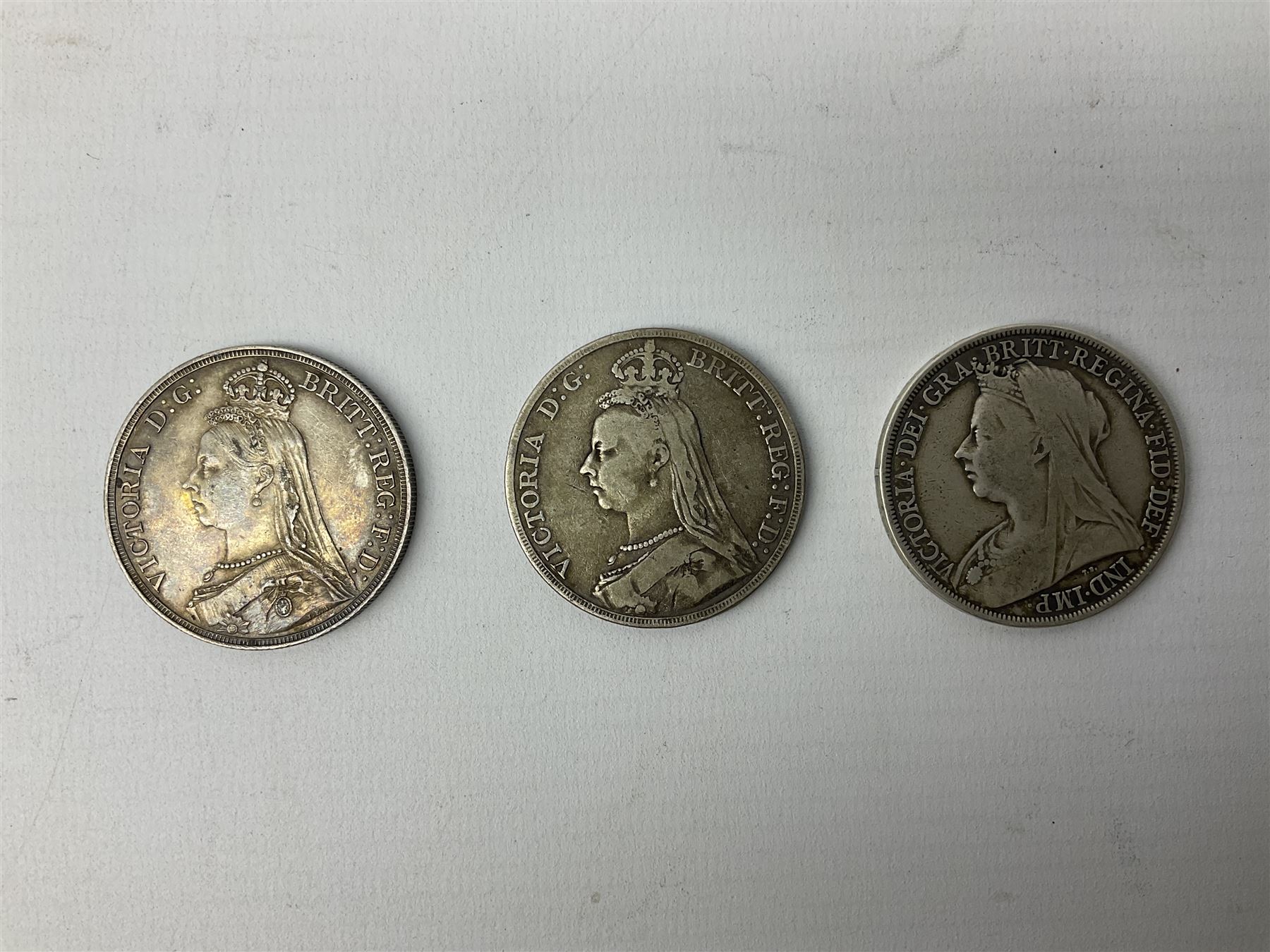 Three Queen Victoria silver crown coins - Image 2 of 6