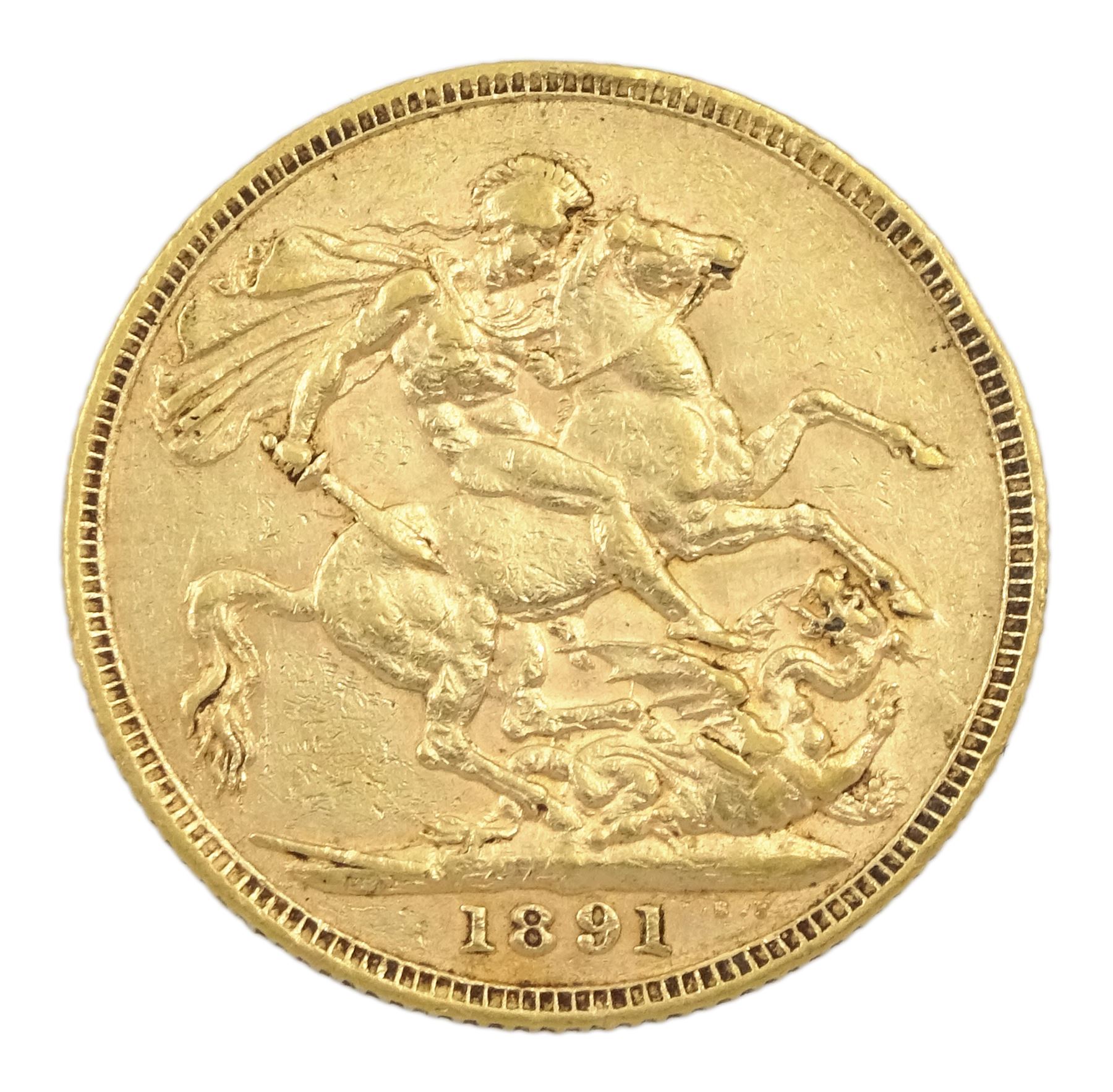 Queen Victoria 1891 gold full sovereign coin - Image 2 of 2