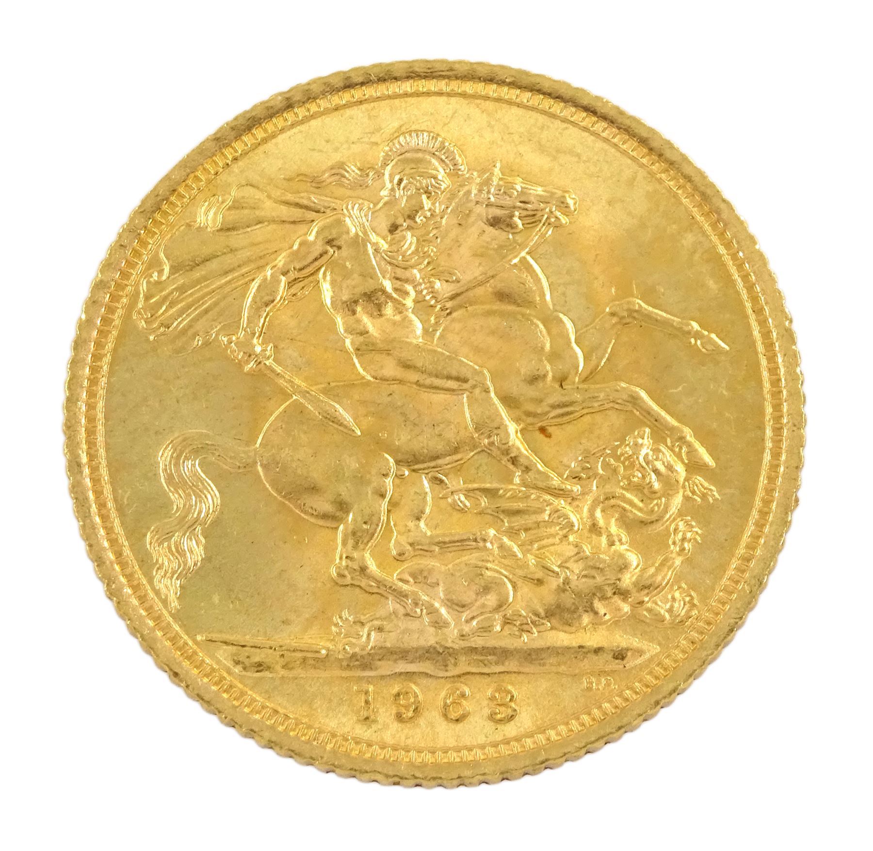 Queen Elizabeth II 1963 gold full sovereign coin - Image 2 of 3