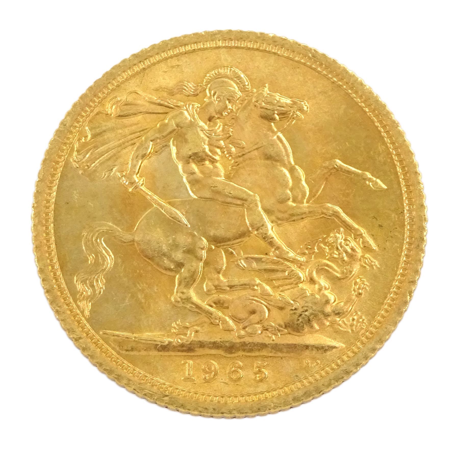 Queen Elizabeth II 1965 gold full sovereign coin - Image 2 of 3