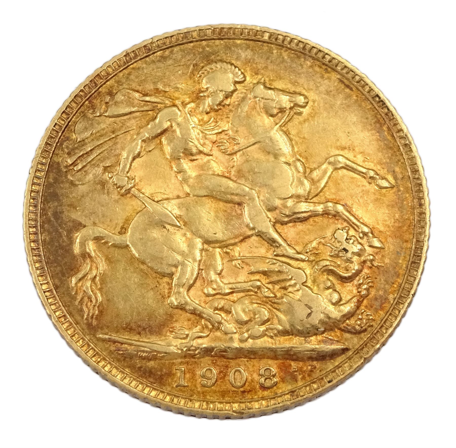 King Edward VII 1908 gold full sovereign coin - Image 2 of 2