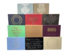 Eleven Great British proof coin sets