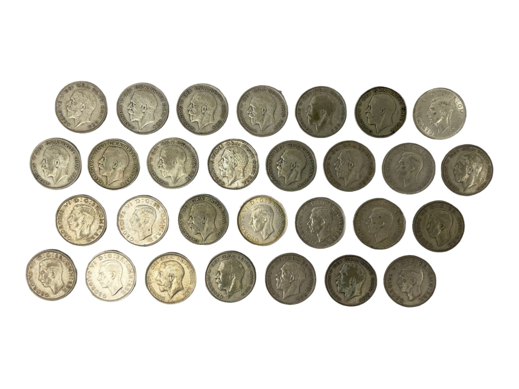 Twenty-nine Great British pre 1947 silver halfcrown coins