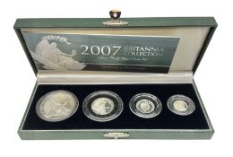 The Royal Mint United Kingdom 2007 silver proof Britannia four coin set