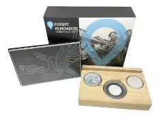 Royal Dutch Mint 'Europe Remembers' silver three coin set