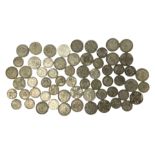 Approximately 500 grams of Great British pre 1947 silver florin and shilling coins