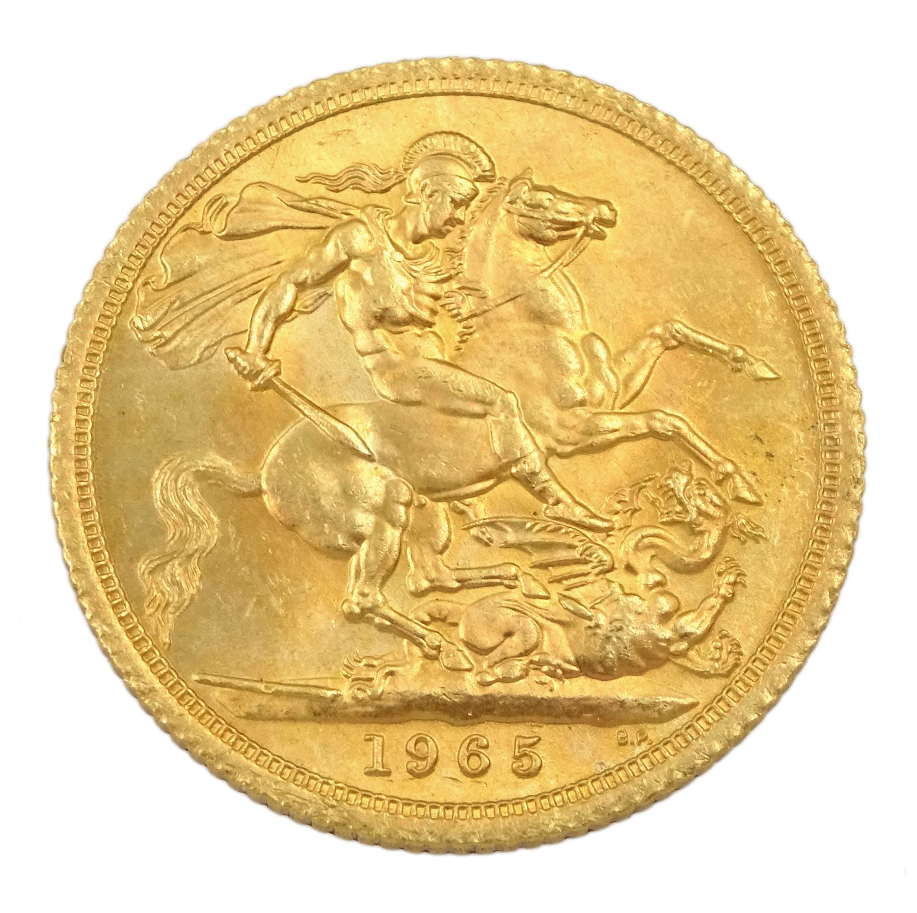 Queen Elizabeth II 1965 gold full sovereign coin - Image 3 of 3