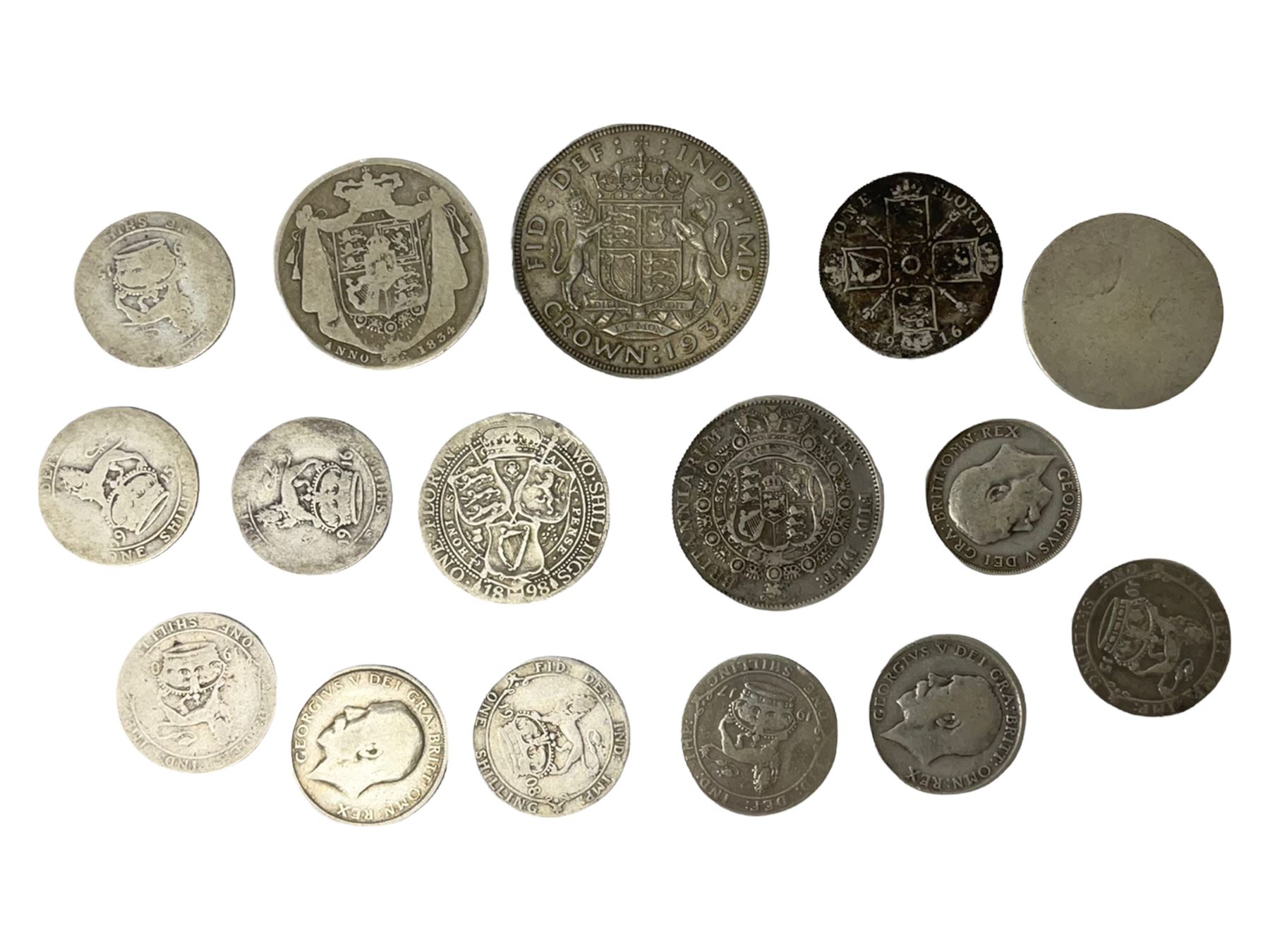 Approximately 500 grams of Great British pre 1947 silver florin and shilling coins - Image 2 of 2