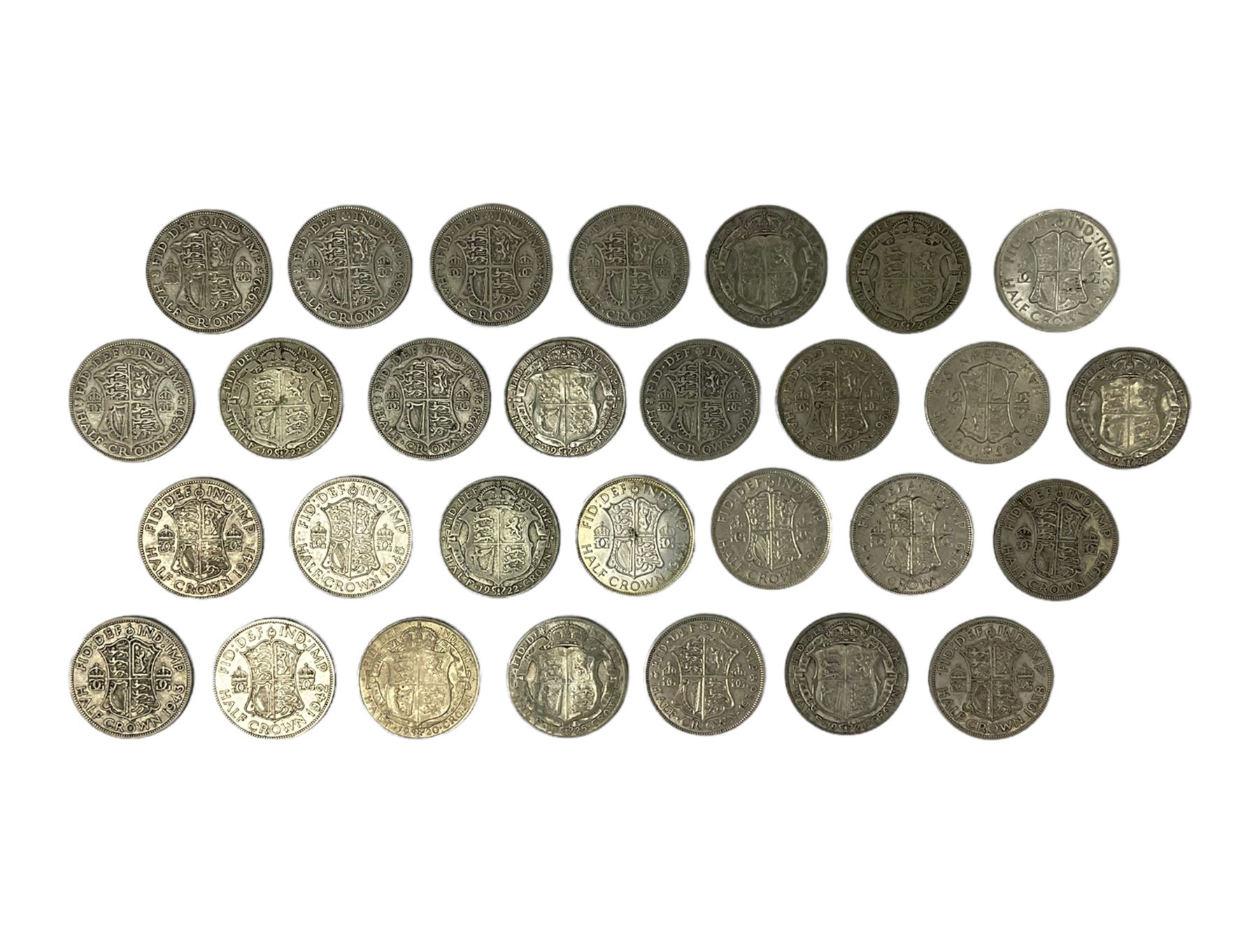 Twenty-nine Great British pre 1947 silver halfcrown coins - Image 2 of 2