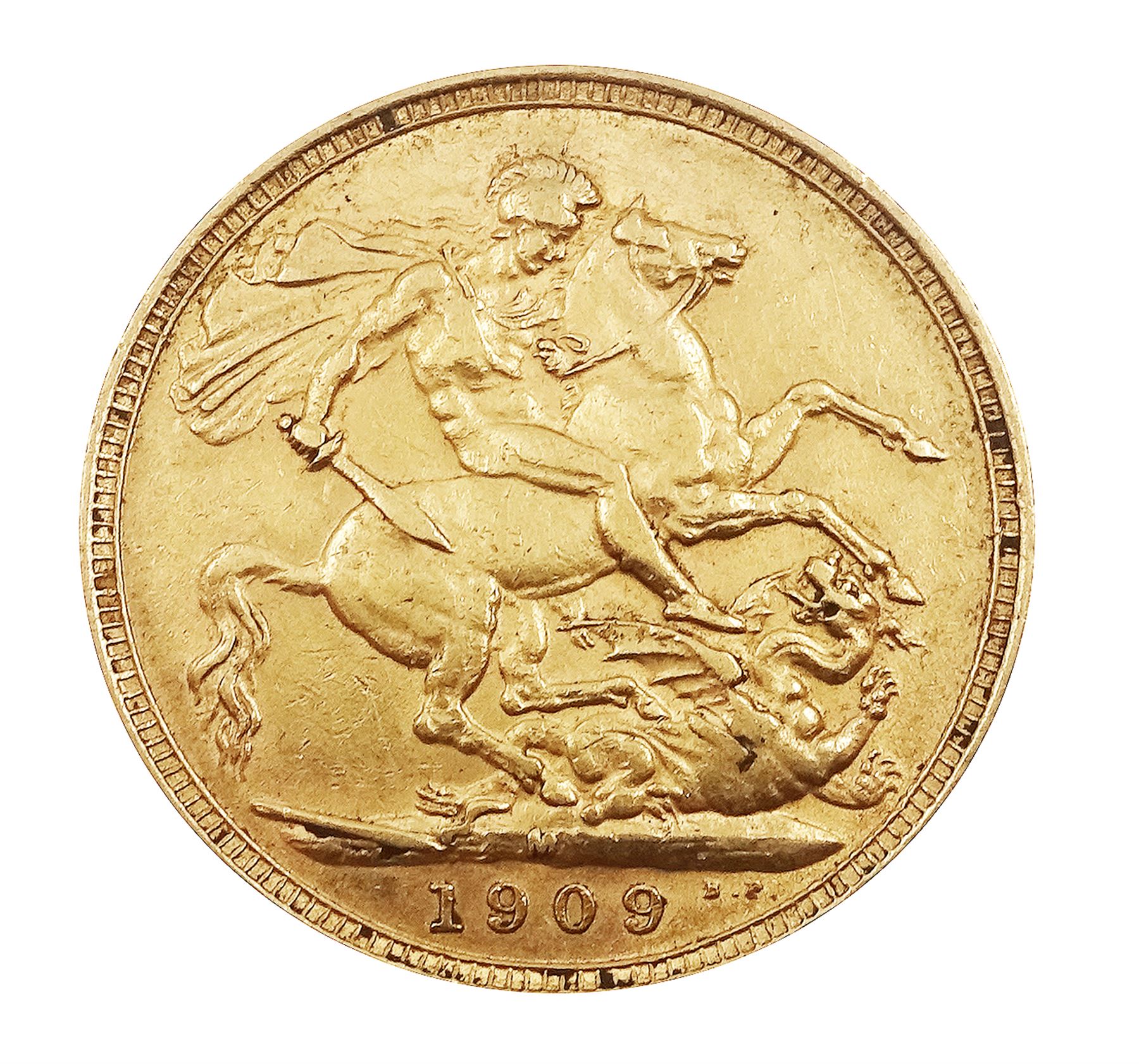 King Edward VII 1909 gold full sovereign coin - Image 2 of 2