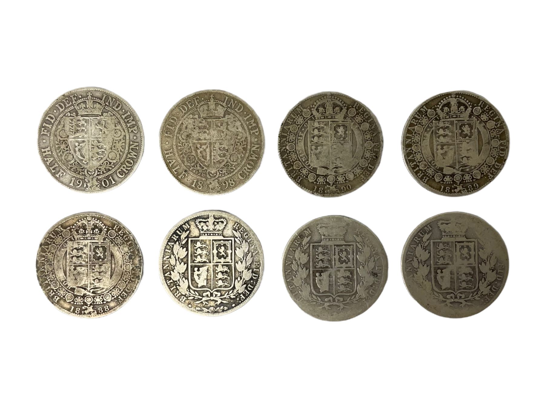 Eight Queen Victoria silver halfcrown coins - Image 2 of 2