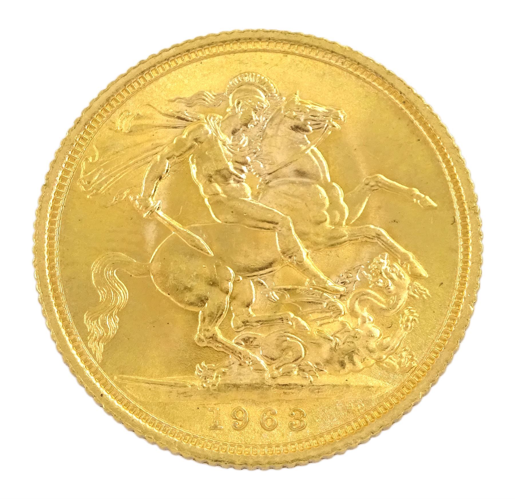 Queen Elizabeth II 1963 gold full sovereign coin - Image 2 of 3