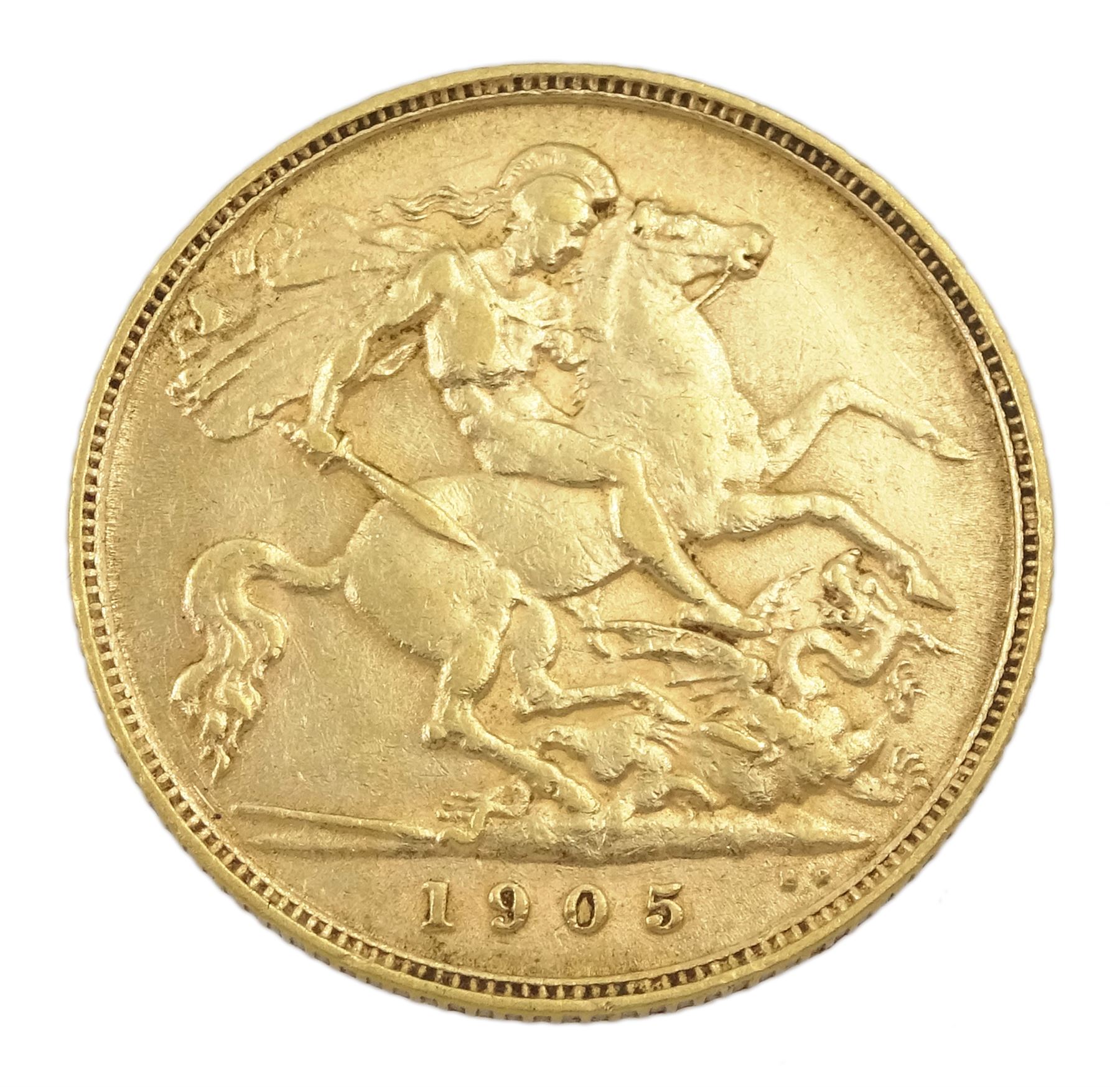King Edward VII 1905 gold half sovereign coin - Image 2 of 2