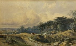 George Arthur Fripp (British 1813-1896): Landscape with Cattle Sheep and Figures