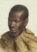 Gerard Bhengu (South African 1910-1990): Portrait of a Smiling Man