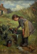 John Dalzell Kenworthy ARCA (British 1858-1954): Young Girl Collecting Water