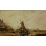 Samuel Austin OWS (British 1796-1834): Fishing Port at Low Tide