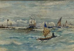 Frank Henry Mason (Staithes Group 1875-1965): Sailing Boats off the Coast