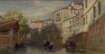 James T Herve D'Egville (British 1806-1880): Working Gondola in a Side Canal Venice