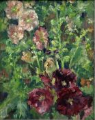 Catherine Tyler (British 1949-): 'Red Hollyhocks'