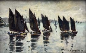 R H Sangster (Late 19th century): Cornish Fishing Boats Setting out to Sea