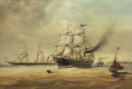 S H Wilson of Hull (British fl.1855-1880): 'S S Queen Victoria' in full steam and sail leaving the P
