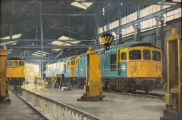 Don Micklethwaite (British 1936-): 'Eastleigh Locomotive Engine Works'