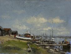 William Burns (British 1923-2010): 'Low Water Southwold Harbour'