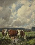 William Gunning King (British 1853-1940): Hereford Cattle Watering