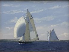 James Miller (British 1962-): Big Class Yachts 'Mariette and Eleonora - The Westward Cup 2010'