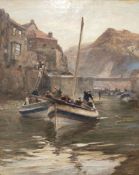 Robert Jobling (Staithes Group 1841-1923): 'Going Out on the Tide - The Beck Staithes'