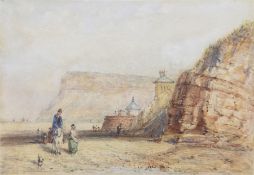 George Weatherill (British 1810-1890): The Battery Whitby with Figures in the Foreground