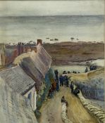 Helen Allingham (British 1848-1926): 'Awaiting the Return' Lynmouth Devon