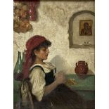 Italian School (19th century): Girl Sewing