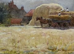 Charles H Rogers (British exh.1903): Stacking a Hay Rick