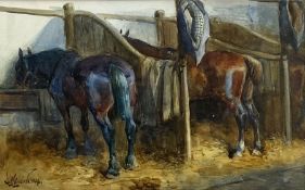 John Atkinson (Staithes Group 1863-1924): Horses in Stable Stalls