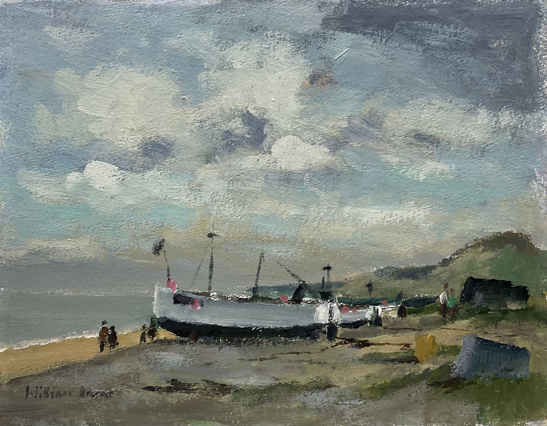 William Burns (British 1923-2010): 'Boats by the Sea'