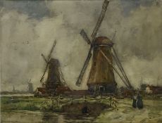 George Graham (British 1881-1949): Windmills in Holland
